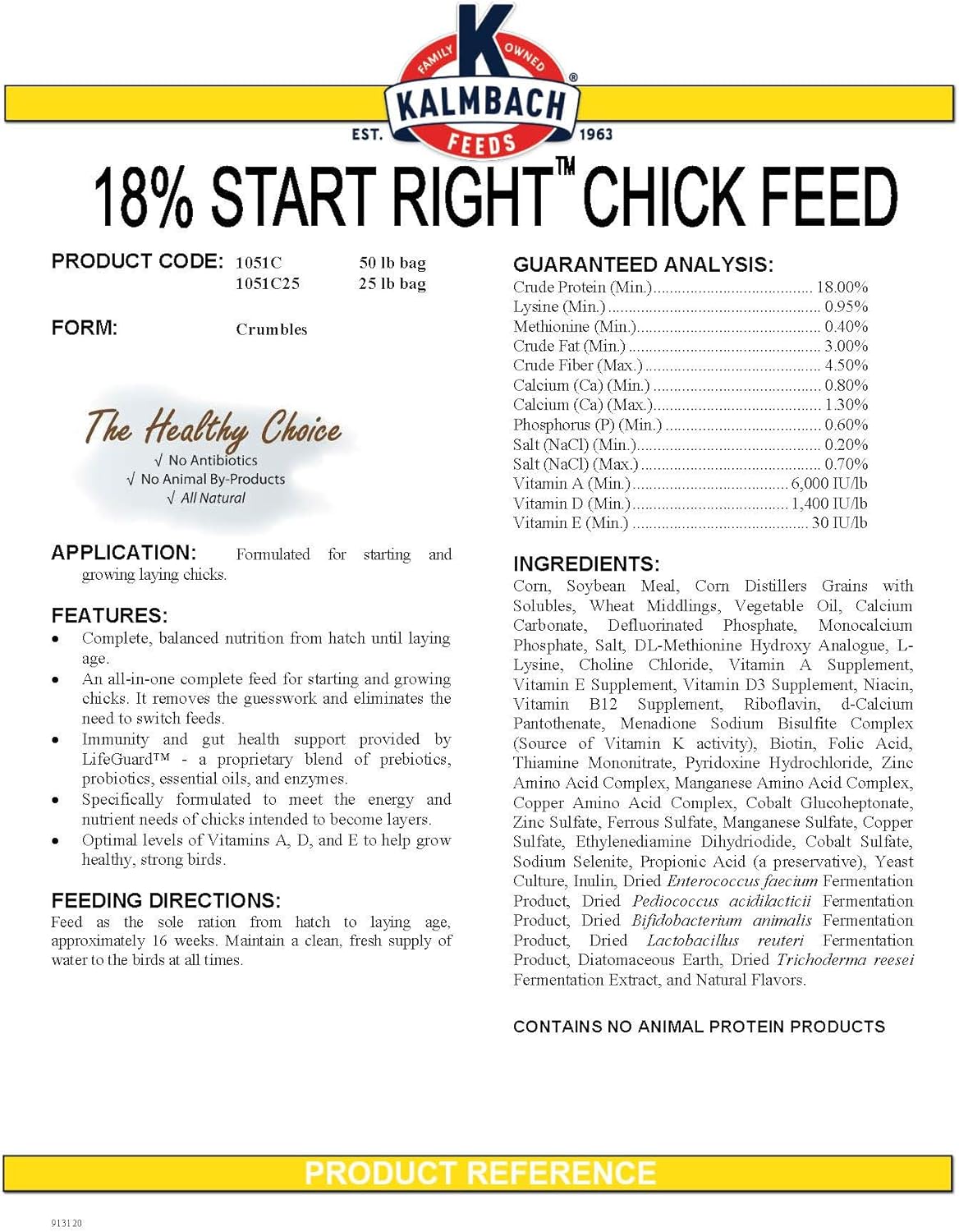 18% All Natural Start Right Chick Crumbles - 25 lb