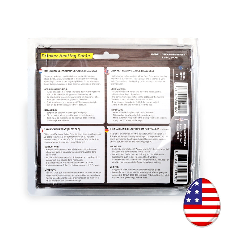 Drinker Heating Cable 12V DC - 5W (16" long)