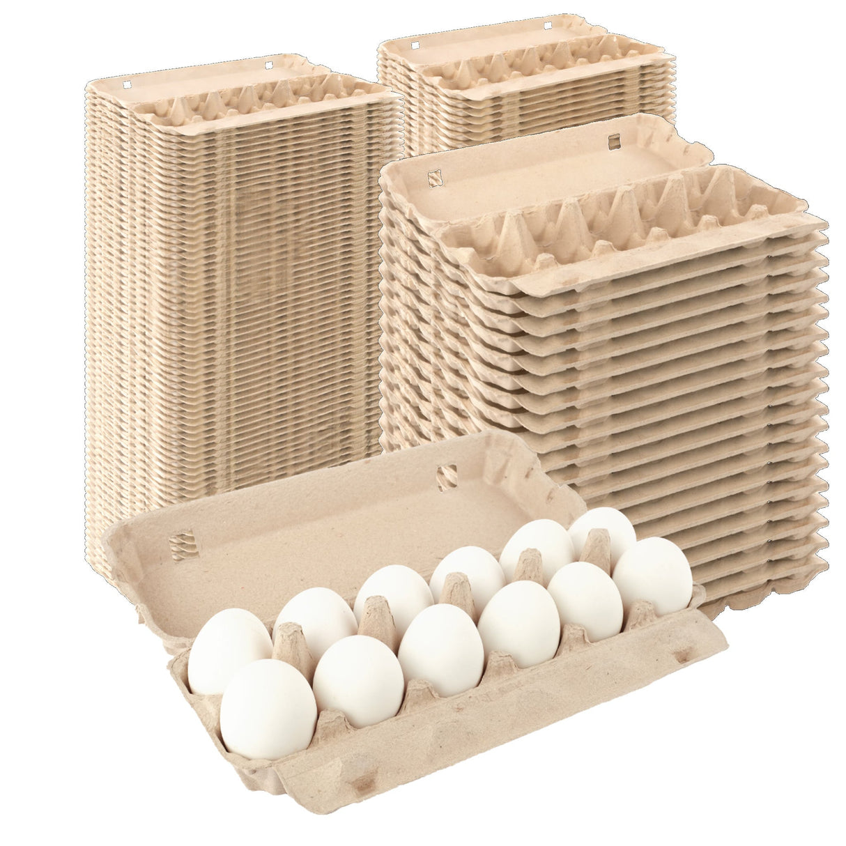 12-Egg Carton (1x12) - Natural Pulp, Flat Blank Top