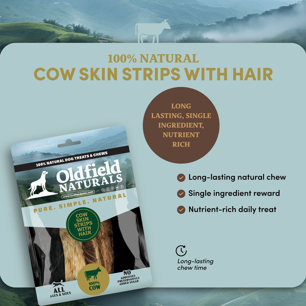 Beef Skin Strips with Hair - Dog Treats (4 lb 6 oz)