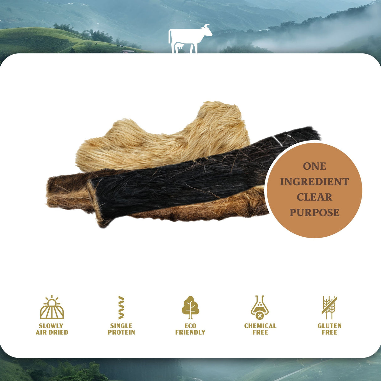 Beef Skin Strips with Hair - Dog Treats (4 lb 6 oz)