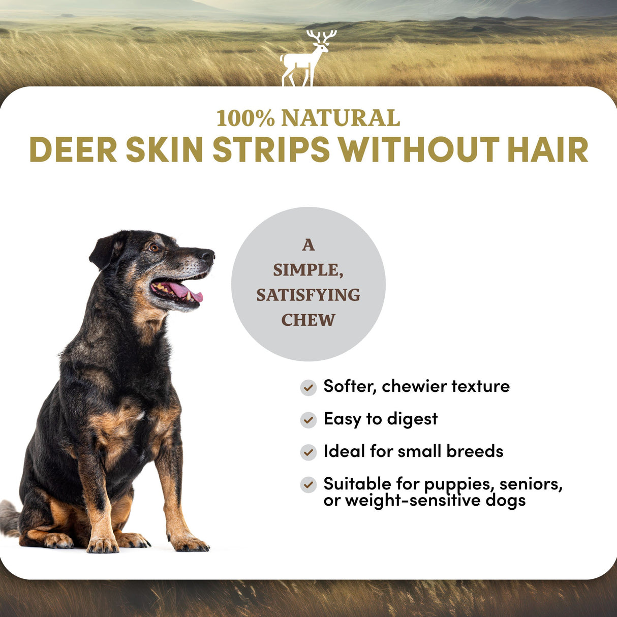 Deer Skin Strips - Dog Treats