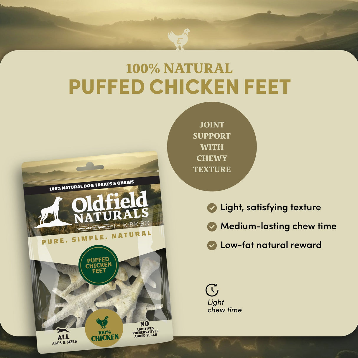 Puffed Chicken Feet - Dog Treats