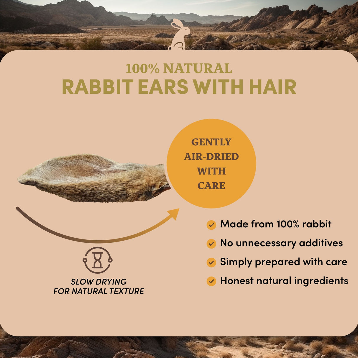 Rabbit Ears with Hair - Dog Treats (4 lb 6 oz)