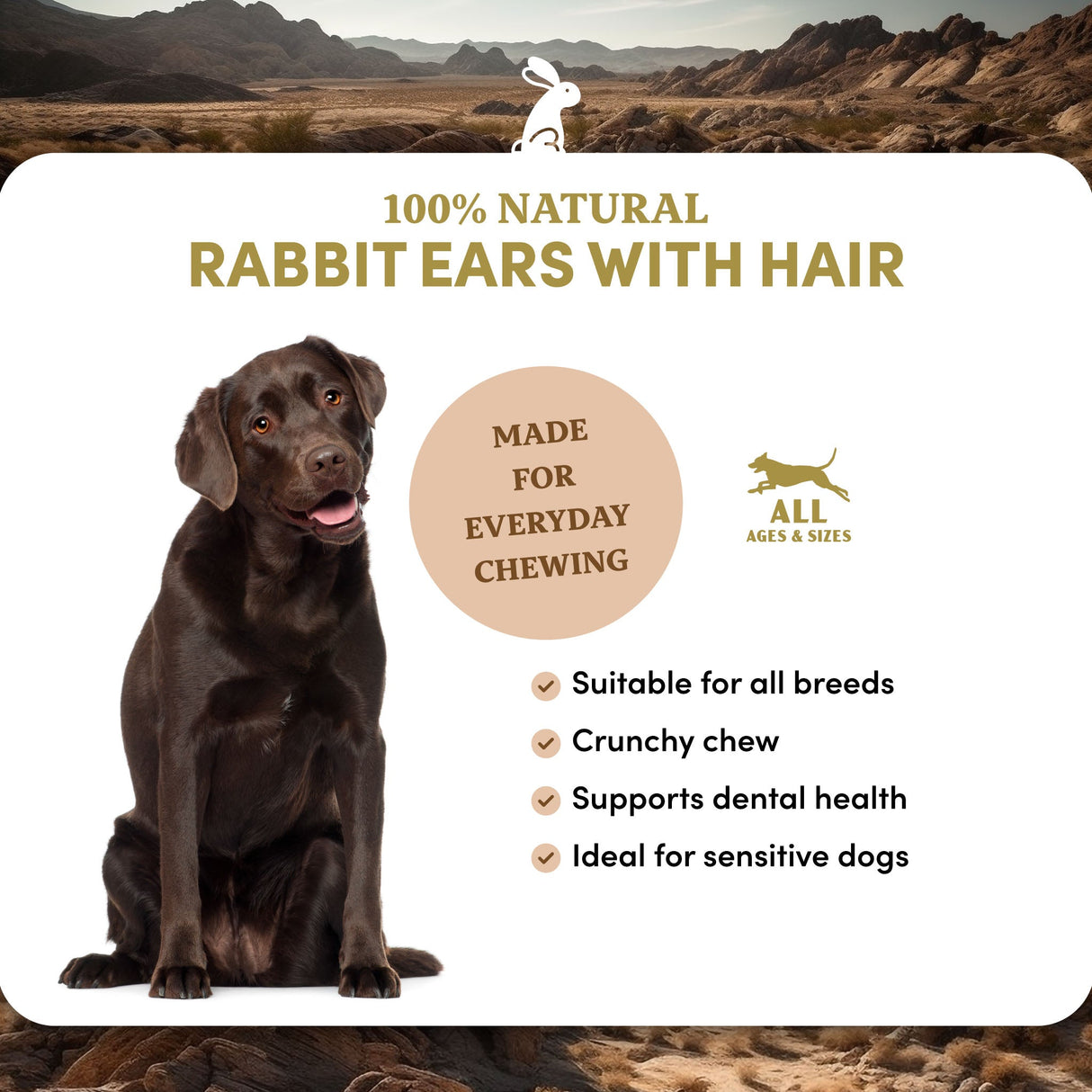 Rabbit Ears with Hair - Dog Treats (4 lb 6 oz)