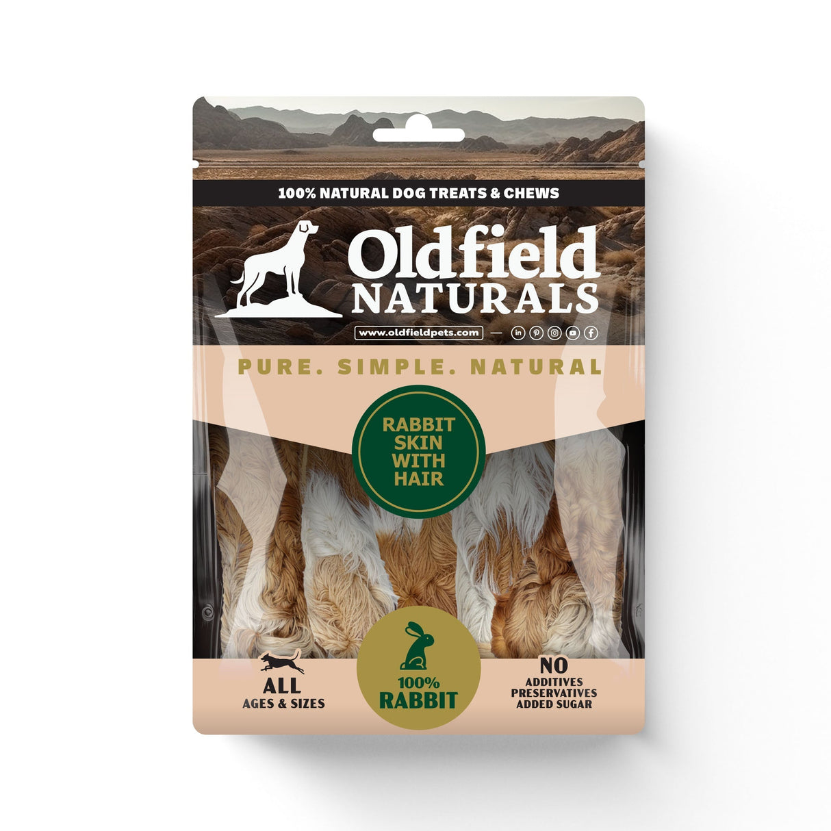 Rabbit Skin with Hair - Dog Treats