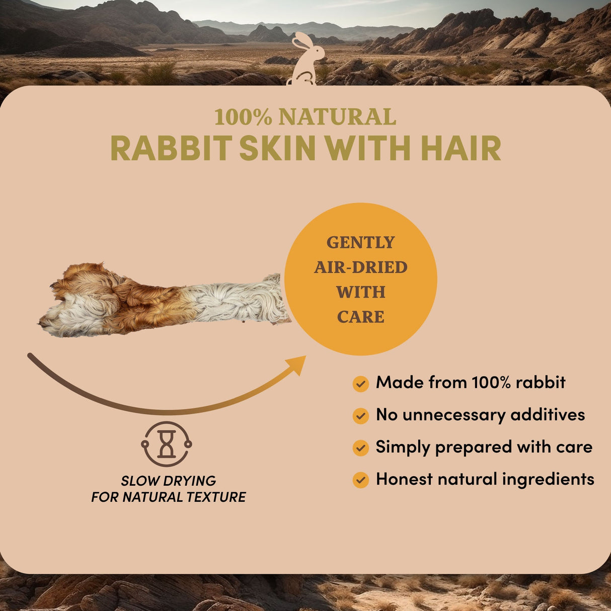Rabbit Skin with Hair - Dog Treats