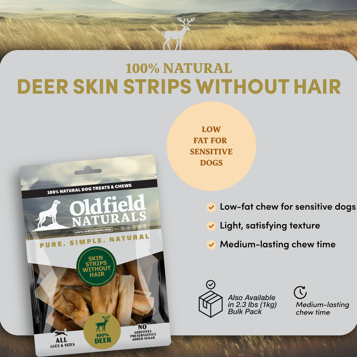 Deer Skin Strips - Dog Treats