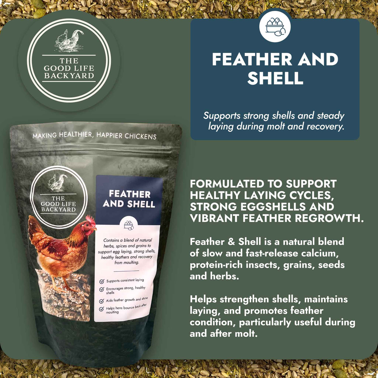 Feather and Shell - Calci-Protein Blend (Chicken Feed Additive)